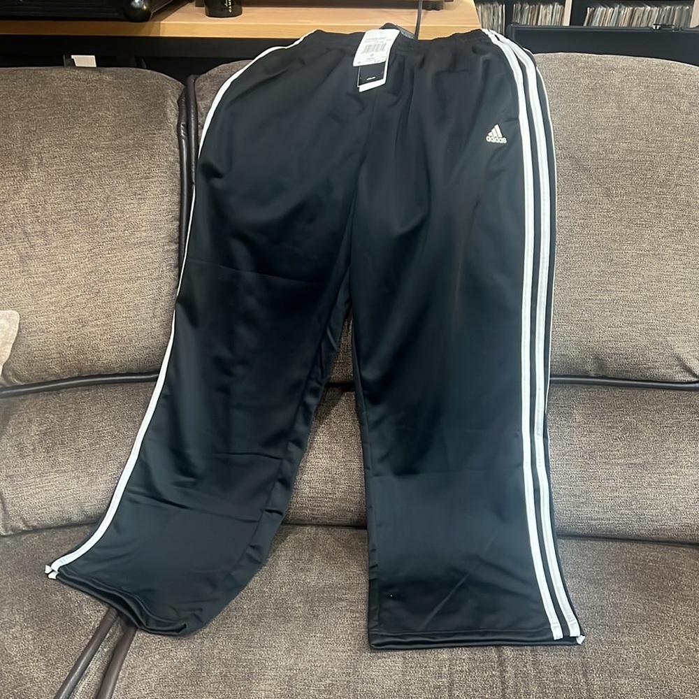 Adidas Black Joggers with White Stripes